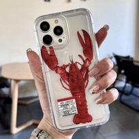 A Fun Lobster Print Transparent Airbag Phone Case, Suitable for iPhone 17, 16, 15, Plus, Pro, Max Series Phones - Can Be Used as a Gift iPhone 13 mini gryna
