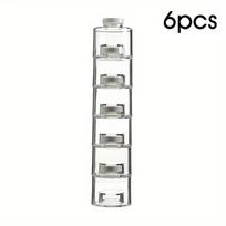 6Pcs/Set Spice Jar Pepper Shaker Box Spice Tower Herb & Spice Tools Transparent Seasoning Cans Kitchen Rack Condiment Bottles Light Grey gray