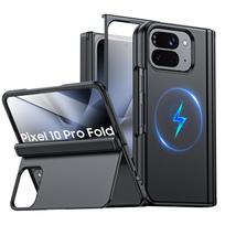 For Google Pixel 10 Pro Fold with Magnetic Power [Hidden Kickstand][Screen Protector][Hinge Protection] Slim Shockproof Protective Phone Case-Black juoda
