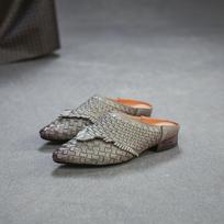 Johnature Žemas kulnas Lauko šlepetės Madingos Smailianosės Pintos Natūralios Odos Moteriški Įslystami Batai 35 pilka spalva