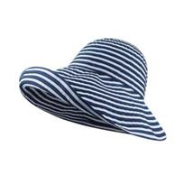 Women Sun Hat Striped Print Wide Brim UV Protection Hat Lightweight Breathable Summer Beach Basin Hat Versatile Accessory mėlyna