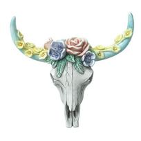 M-Modern-Cow Skull Wall Pendant Succulents Flower Cow Head Miniature Figurines Animal Sculpture Home Hanging Ornaments Decor