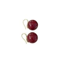 Fashion An Pearl Earring Hook Retro Simple Style Round Earring Women Lightweight Luxury Versatile Ear Ring 12mm raudona