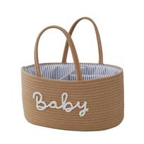 Durable Large Capacity Baby Nappy Organiser Cotton Rope Woven Diaper Storage Bag Foldable Detachable Storage Basket for Newborn ruda