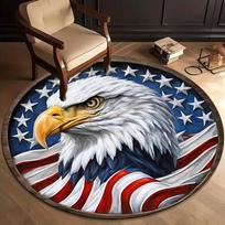 American eagle flag round rug crystal velvet patriotic USA decor living room bedroom national symbol carpet 60cm x 60cm