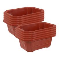 10Pcs Classic Vintage Plastic Bonsai Flowerpot Rectangular Planting Pot for Indoor Succulent Cactus Garden Household Gardening 16.2X11.7CM
