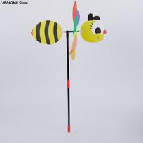 1PCS New Sale 3D Large Animal Bee Windmill Wind Spinner Merry-Go-Round Yard Garden Decor yellow