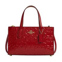 COACH Nina 25 Classic Logo Leather Tote Bag Shopping Bag Handbag Medium Women's Red raudona