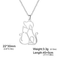 Cute Hug Dog Cat Pendant Necklace Stainless Steel Women's Cat Dog Animal Charm Necklace Pet Enthusiast Jewelry Gift 45-50cm