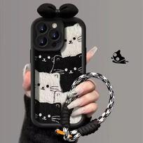 Cute Cat Lanyard Case For Huawei Honor 400 Pro Magic 7 Lite 6 5 Pro 5G 300 200 90 8X X9 Y7A X7 70 Y9 Prime 2019 Y9S Nova 9 SE Honor 400 Lite white