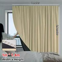 New 1Pcs Beige Full Blackout Partition Blackout Curtain Polyester Fabric High Shading Protection Window Door Curtain Beige