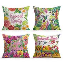 4Pcs Vibrant Tropical Fruits Cushion Covers Single-sided Printed 45CM Throw Pillow Case Cover Sofa Cushion Home Room Decor 4PCS