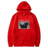 2026 Cartoon Playboi Carti Oversized Hip Hop Hoodie Cute Cat Print Hoodies Harajuku Sweatshirt Regular Mens Tops Men Streetwear S raudona