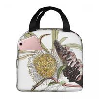 Banksia Flower Pod Australian Flora Yellow Insulated Lunch Bag for Kids School Cooler Thermal Food Box Tote Lunch Boxes One Size