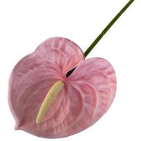 NEW Multicolor Artificial Small Anthurium Soft Rubber 60cm Faux Red Palm Real Touch Photo Props Simulation Plant Gift šviesiai rausvos spalvos