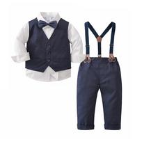 Berniukų Džentelmeno Liemenės Kostiumas: Pavasario/Rudens oficialus trijų dalių kostiumas 110 / 2-3 Years 0.3kg tamsiai mėlyna spalva