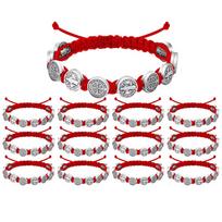 12PCS/Pack San Benito Bracelets Protection Red Black Cord Benedict Medal Rosary Blessing Friendship Bracelet Gift for Women Men 19cm