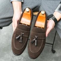 Fashion Britain Fashion New Men Pointed Black Brown Suede Tassels Casual Dress Homecoming Shoes Male Formal Wedding Oxfords Footwear 38