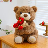 The new Valentine's Day holding a rose bear doll is a dual interpretation of romance and heart to give girlfriend gifts 30cm balta