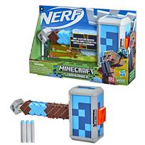 Hasbro Nerf Minecraft Stormlander Hammer Blaster, Fires 3 Darts, Includes 3 Official Nerf Elite Darts, Pullback Priming Handle (F4416), Authentic blue