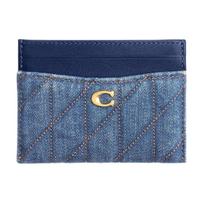 COACH Essential 11 Metal Logo Quilted Denim Card Holder Women accessories Dark-Blue CBA76-B4RHO Dark Blue