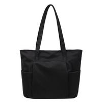 Large Capacity Nylon Tote Bag for Women with Front Zip Pocket and Side Pockets Durable Shopping Bag for Work and Daily Use juoda