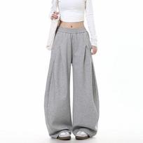 Unisex Retro Scimitar Sweatpants - Wide Leg, Deconstructed Design, Jazz Dance Casual, Spring/Autumn Trend. Triple Extra Large pilka spalva