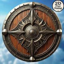 Viking Shield Metal Wall Art, Flame Leaf Pattern Home Decor