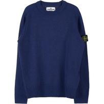 Stone Island Solid Color Logo Long Sleeve Crew Neck Sweater Kids sweater Blue 7516506A1-V0027 8 blue