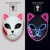 Halloween LED Luminous Demon Slayer Mask - Tanjiro & Sabito Cat Face Cosplay Mask rožinė