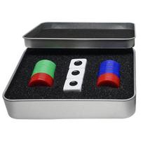 Left Right Center Dice Game Set with 3 Dices 36 Chips Aluminum Box Packaging Gaming Dice Accessories for Multiplayer Entertainment 16mm gray