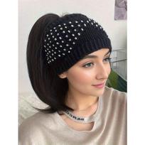 Women's fall/winter knit beanie, headband hat, turban hat, open top hat - handmade with rhinestone embellishments juoda