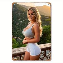 DORA Tin Sign D Metal Wall Art Blonde Girl Fashion Mural Weatherproof Home Gym Cafe Bar Decor x Inch Rustic Landscape Design 20x30cm（7.8x11.8inch）