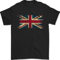 Distressed Great Britain Flag Union Jack UK Mens T-Shirt 100% Cotton S įvairiaspalvis