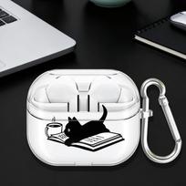 Clear Earphone Cases Cover With Hook Case For Samsung Galaxy Buds 4 Pro Live 2Pro 3Pro 2 3 FE 4Pro Cute Cartoon Cat Book Buds 3