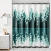AmazerBath Shower Curtain With Hooks Sets, Luxury Washable Cloth Shower Curtain Sets With 12 Shower Curtain Hooks (as the picture,W90XH180cm)