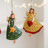 4Pcs/Set Vintage Angel Hanging Decor Fantasy Wooden Xmas Tree Hanging Ornament Decor For Home  Year Gift Christmas Decor įvairiaspalvis
