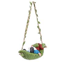 Garden Gnome On Leaf Hammock Statue Cute Resin Swinging Outdoor Yard Decor Fairy Garden Ornament