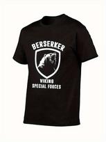 Berserker Viking Graphic T-Shirt - Black Casual Cotton Tee with Bold Red & White Design, Short Sleeve, Round Neck, Regular Fit for Men & Women, Comfor 3XL