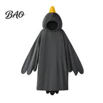 Kvėpuojantys vaikiški pižama, juokingas žąsies anties kostiumas suaugusiems, su gobtuvu gyvūno kombinezonas, vaikų pižama, minkštas pliušinis dėvimas pledas, Helovino Cosplay linksmybės S B juoda