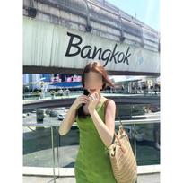 Wind green V-neck vest dress women's summer retro elegant hollow waist A-shaped skirt short skirt S- (can be worn within 45kg)