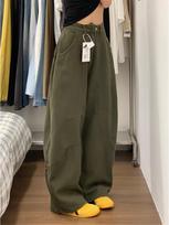 Women's Autumn Retro Military Green Wide-Leg Cargo Jeans XS