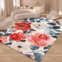 Florals Print Area Rug Machine Washable Carpets for Home Living Room Kitchen Bedroom Decor Anti-Slip Floor Mat 40x60cm