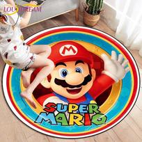 Animacinių filmų Mario brolių apvalūs kilimai svetainei, minkšti flaneliniai grindų kilimėliai, miegamojo kilimėlis vaikams, virtuvės kilimas 60cm
