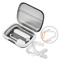Small Retainer Case Waterproof Dustproof with Hook and Brush Tooth pilka spalva