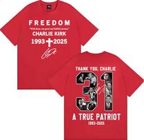 Thank You Charlie Kirk T Shirt A True Patriot Freedom Double Sided Print Tee Shirt Men Women Casual Cotton Short Sleeve Tshirts S