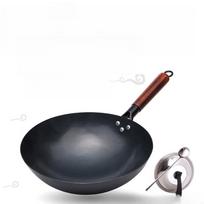 Traditional Hand-Forged Iron Wok juoda spalva