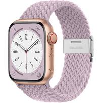 Braided solo loop Strap For Apple watch band 44mm 40mm 45mm 41mm 46mm 49mm correa bracelet iWatch series se 8 9 ultra 2 3 10 11 S10-42mm 38 40 41mm šviesi violetinė
