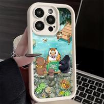 Phone Case for iPhone 17 Air 16E 15 16 Pro Max Cartoon Fat Tiger Funny Cover 14 Plus 13 12 Mini Soft Shell Silicone Fundas iPhone 16 Plus white