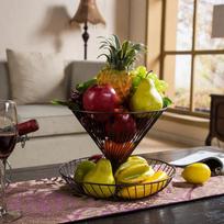 Household double-decker fruit basket living room stylish dried plate modern kitchen and vegetable bronza